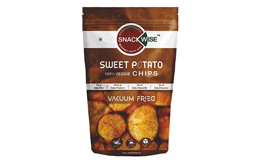 Snack Wise Sweet Potato 100% Veggie Chips Vacuum Fried   Pack  30 grams